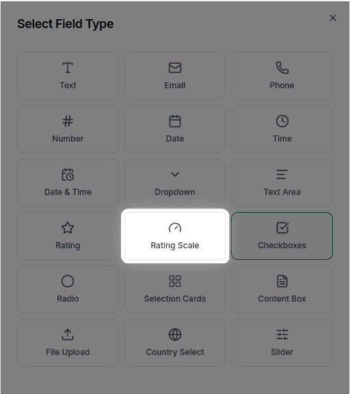 Rating Scale in the field type selector