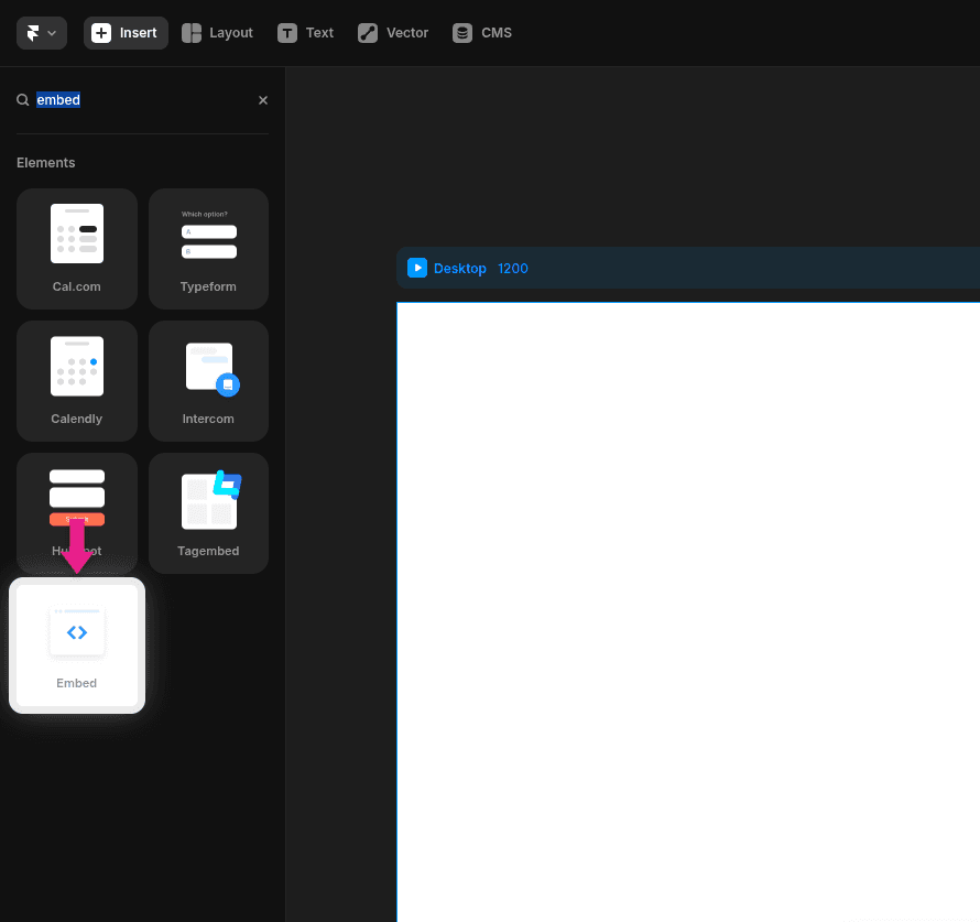 Embed component highlighted in search results