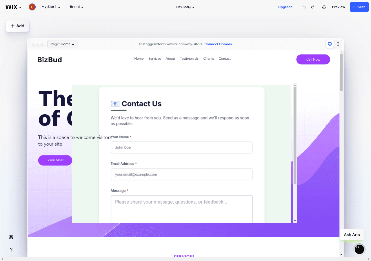 GenZform embedded in Wix
