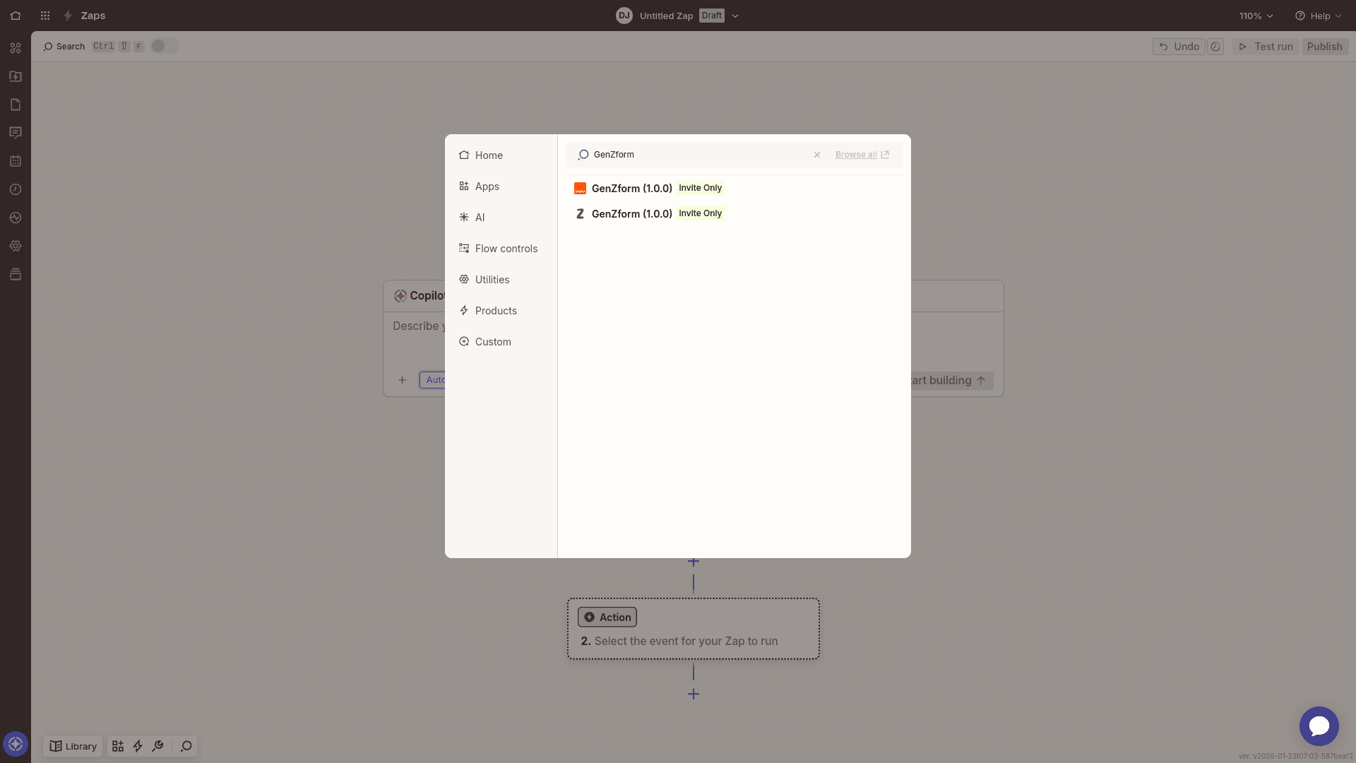 Search for GenZform in Zapier