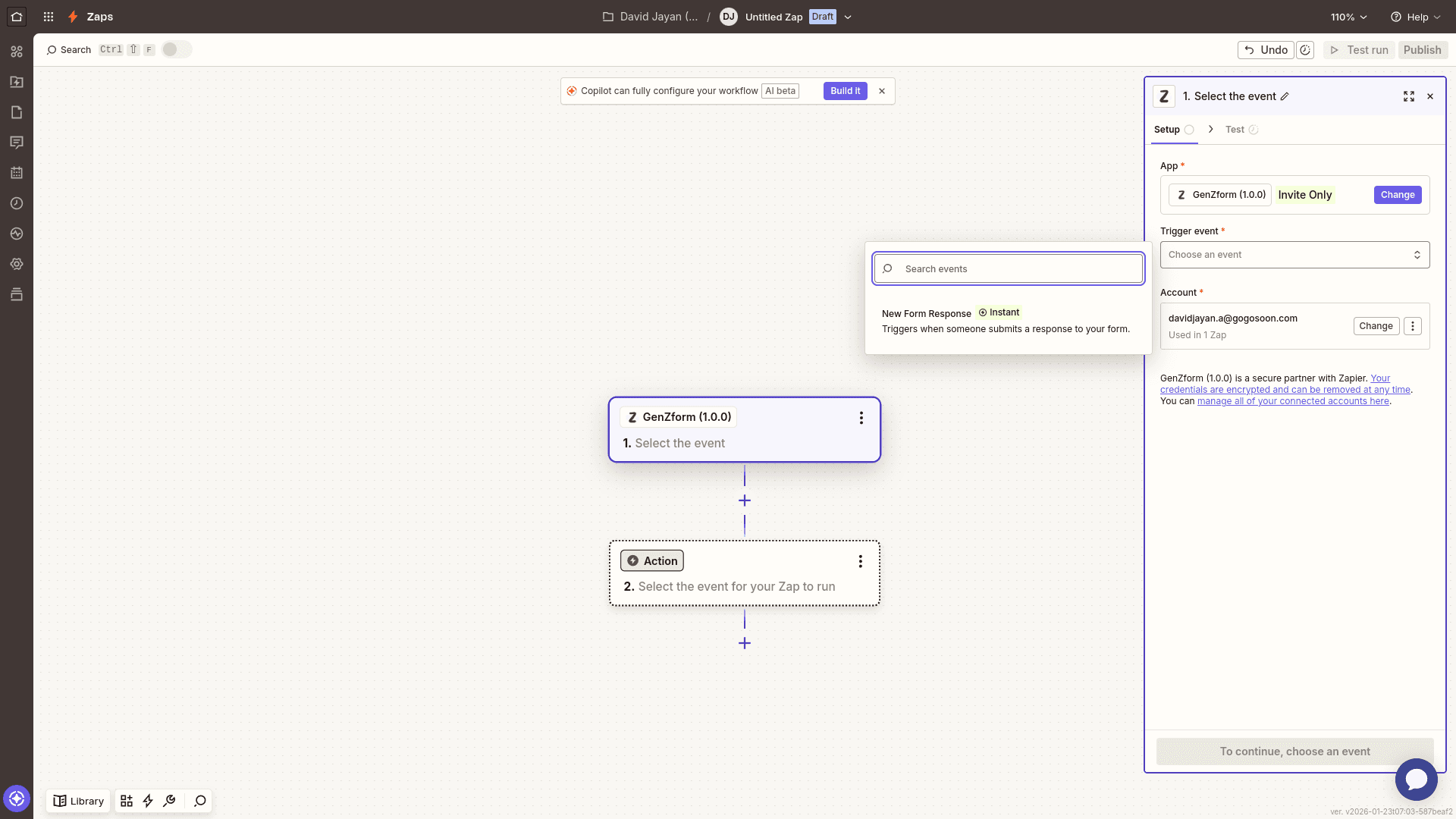 Select trigger event