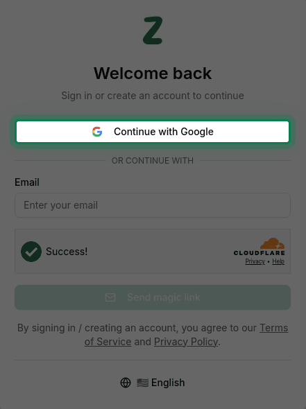 Click Continue with Google